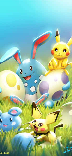 Sevimli Pikachu ve Eevee — iPhone 17 Pro Max Duvar Kağıdı