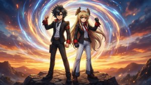 Gurren Lagann'dan Simon ve Nia'nın ilham verici duvar kağıdı — Anime çifti Duvar Kağıdı
