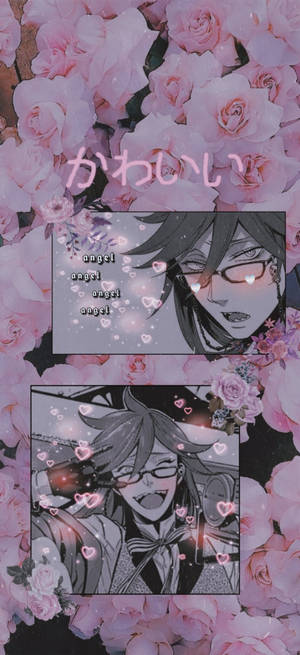 Black Butler Pembe Estetik Çiçekli Grell duvar kağıdı — iPhone 14 Duvar Kağıdı