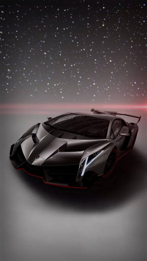 Siyah Lamborghini Araba Yıldızlı Gökyüzü Altında iPhone Duvar Kağıdı — Havalı arabalar Duvar Kağıdı