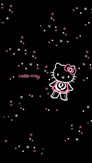 Siyah Yıldızlı Hello Kitty — Siyah Hello Kitty Duvar Kağıdı