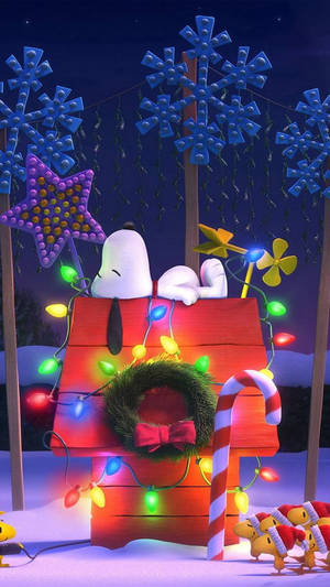 Snoopy Noel 3D Süslemeleri Duvar Kağıdı