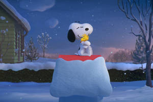 Snoopy Noel Kucaklaması Duvar Kağıdı