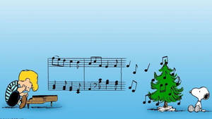 Snoopy Noel Müzik Notaları Duvar Kağıdı