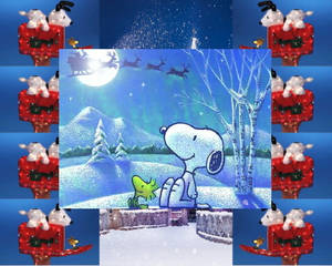 Snoopy Noel Woodstock Noel Baba Duvar Kağıdı