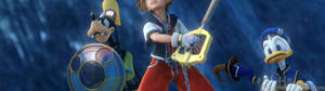 Sora'nın Disney'in Donald Duck ve Goofy'si ile Kingdom Hearts 3'teki duvar kağıdı. — 3840x1080 Duvar Kağıdı