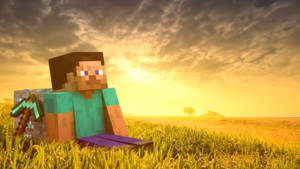 Steve Çimen ve Elmas Üzerinde Minecraft HD
