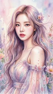 Çiçek öğeleriyle bir Kpop idolünün yumuşak sulu boya tablosu. — Kpop GIF Duvar Kağıdı