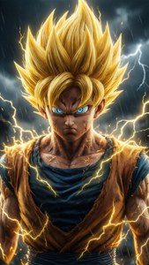 Goku, yoğun bir güçle Süper Saiyan'a dönüşüyor. — iPhone 7 Duvar Kağıdı