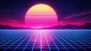 1280x720 ekranlar için retro synthwave duvar kağıdı, 80'ler havasını yansıtıyor. — 1280x720 Duvar Kağıdı