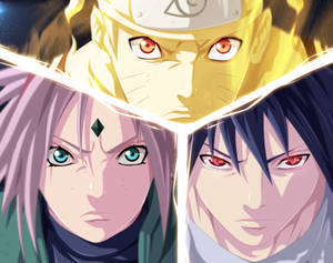 Takım 7 Sakura, Naruto ve Sasuke duvar kağıdı