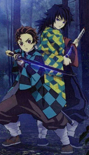 Tanjiro ve Giyu Demon Slayer iPhone duvar kağıdı