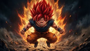 Kırmızı auraya sahip Süper Saiyan Tanrısı Goku. — Goku Duvar Kağıdı