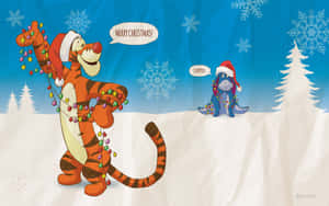 Tigger ve Noel Baba karda — Disney noel Duvar Kağıdı