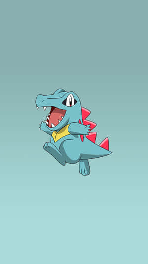 Totodile Teal Gradyan Arkaplanda — Anime telefon Duvar Kağıdı