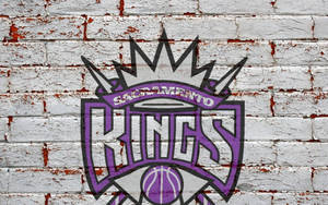 Tuğla Duvarda Sacramento Kings Logosu duvar kağıdı — Nötr Duvar Kağıdı