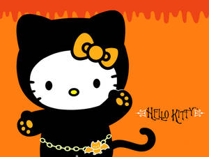 Hello Kitty Cadılar Bayramı Kara Kedi Sanatı duvar kağıdı — Hello Kitty Cadılar Bayramı Duvar Kağıdı