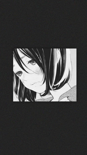 Üzgün Anime Kızı Siyah Beyaz Estetik Telefon