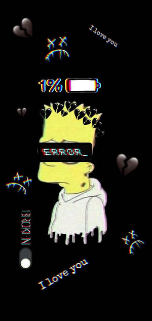 Üzgün Bart Simpson pil yüzdesi duvar kağıdı — iPhone 14 Plus Duvar Kağıdı