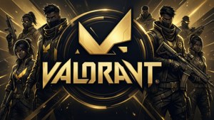 Stilize edilmiş Valorant logosu ve ajan silüetleri — Valorant Duvar Kağıdı