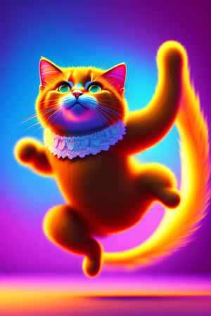 Vibrant_Dancing_Cat_Illustration.jpg — Dans eden kedi Duvar Kağıdı