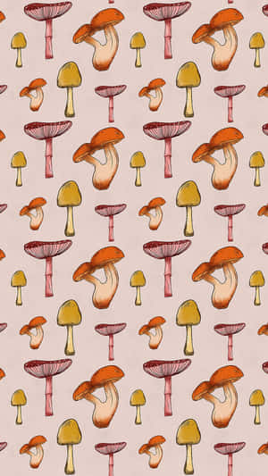 Vintage Sevimli Mantar Groovy Çiçek Deseni