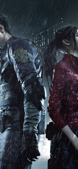 Resident Evil 2 Remake Leon Kennedy ve Claire Redfield iPhone duvar kağıdı