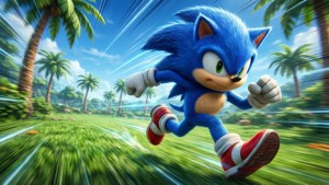 Sonic, ikonik Yeşil Tepe Bölgesi'nde enerji ve hızla koşuyor. — Sonic Duvar Kağıdı