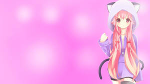 Yuno Gasai Kapüşonlu Pembe Sevimli Arka Plan — Sevimli anime kızı Duvar Kağıdı